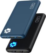 RRP £44.99 INIU Power Bank, [2 Pack] The Slimmest & Lightest USB C 10000 mAh External Battery