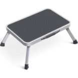 RRP £24.99 KINGRACK Step Stool, Folding One Step Ladder with Non-slip Rubber Mat,Lightweight Steel