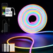 RRP £49.99 INDARUN Smart WiFi RGBIC Neon Led Strip Light 5M Waterproof IP67 12V 5A, DreamColor