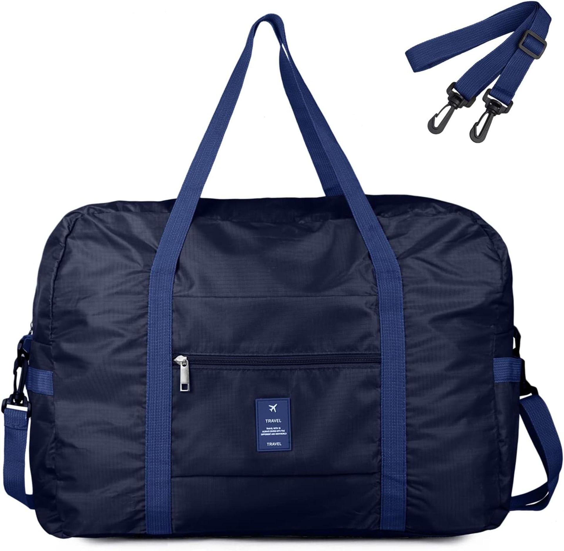 RRP £20 Set of 2 x Travel Duffle Bag Foldable with Shoulder Strap, FITDON Travel Holdall Tote