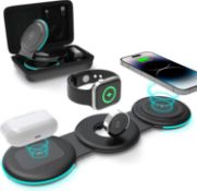 RRP £34.99 Wireless Charger 3 in 1 - ADADPU Magnetic Foldable Charger Stand Wireless Charging Pad