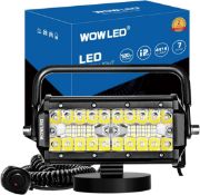 RRP £29.99 WOWLED Magnetic LED Work Light Bar, 7 Inch 120W LED Combo Beam Light Pod with Magnetic
