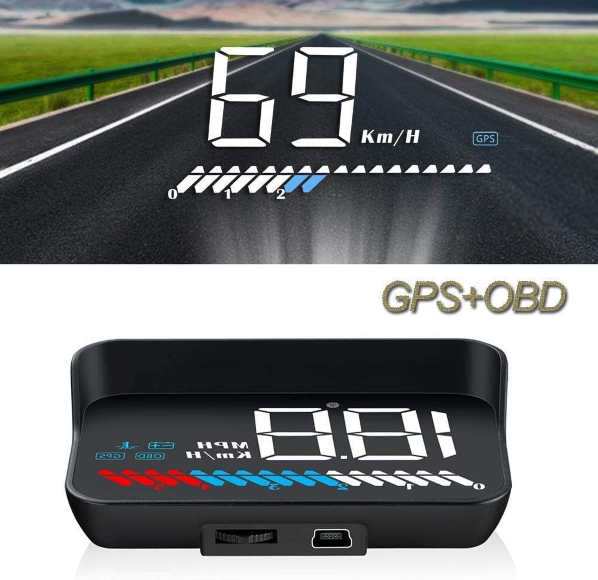 RRP £34.99 iKiKin Car HUD Head up Display, iKiKin HUD GPS OBD2 Dual System, 3.5inch Car HUD Displays