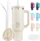 RRP £29.99 BOGI 40oz Tumbler with Straw and Lid,Leakproof Travel Mug with Handle,Double Walled
