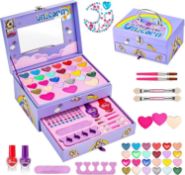 Anpro Kids Makeup Kit for Girls, Real Makeup Set for Little Girls, Washable Make Up Set, Childrens