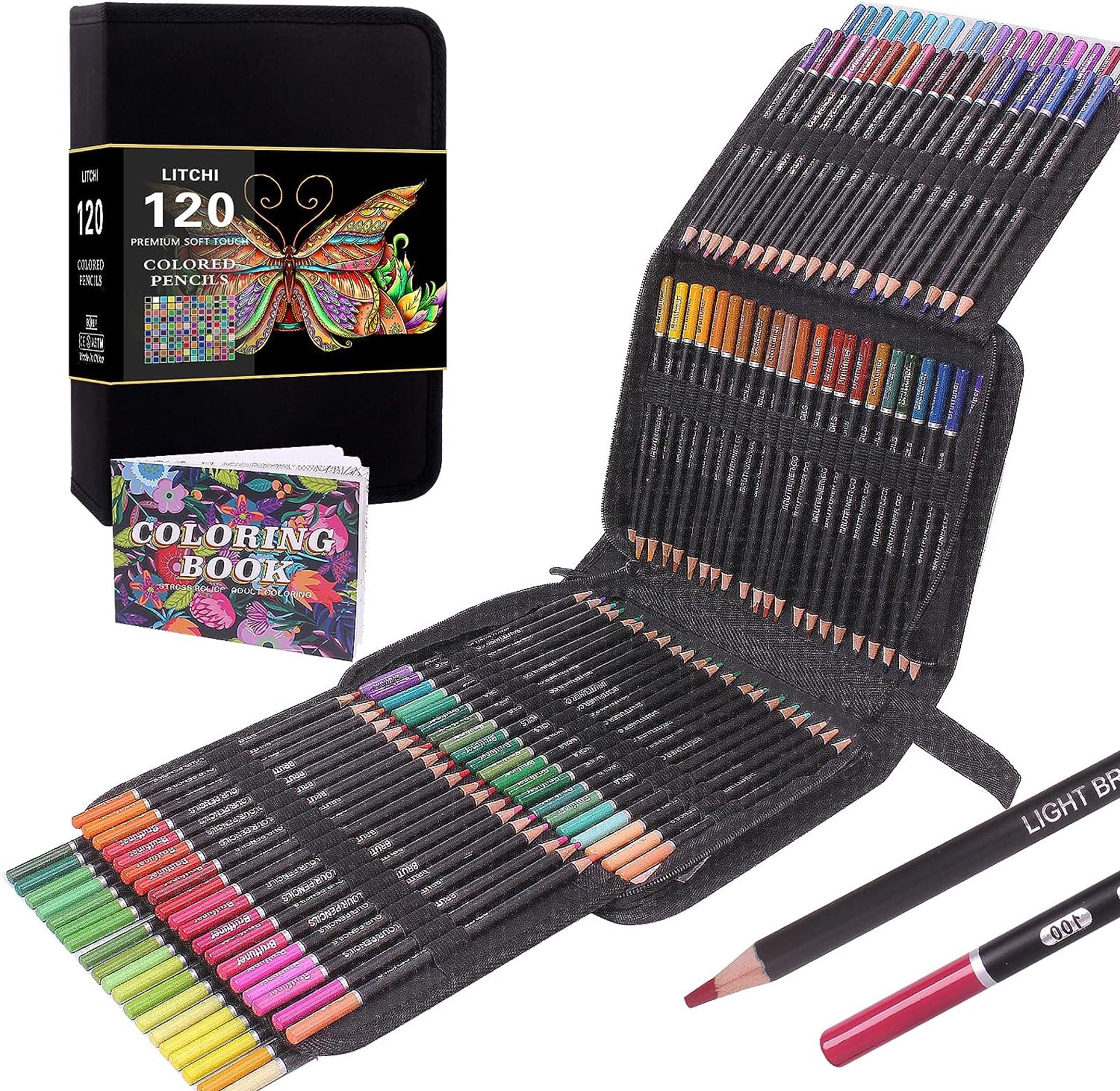 RRP £24.99 120 Colouring Pencils Zip-Up Set Perfect for Drawing, Sketching, Shading & Coloring,