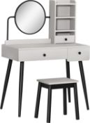 RRP £118.99 HOMCOM Dressing Table Set with Mirror and Stool, Vanity Makeup Table with 3 Drawers