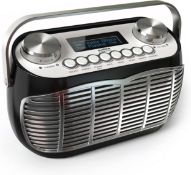 RRP £49.99 DETROIT DAB Radio Alarm Clock, Retro Radio, Alarm Clocks for Bedside, Mains Powered or