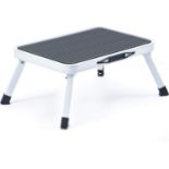 RRP £24.99 KINGRACK Step Stool, Folding One Step Ladder with Non-slip Rubber Mat,Lightweight Steel