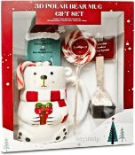 Hot Chocolate Gift Set with Mug | Polar Bear Christmas Sweets Lollipop Candy Canes Sachets