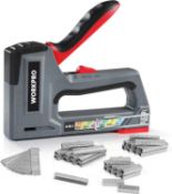 RRP £25.99 WORKPRO Heavy Duty Staple Gun 6-in-1 with 4000 pc Staples, Manual Nail Gun/Brad Nailer,