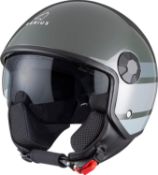 RRP £49.99 Agrius Score Stria Open Face Motorcycle Helmet, Gloss Grey, S