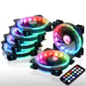 RRP £38.99 Ubanner Wireless RGB LED 120mm Case Fan with Controller for PC Cases, CPU Coolers,