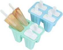 RRP £45 Set of 3 x Ice Lolly Moulds 2 pcs 4 Cavities, Food Grade Silicone Ice Cream Molds,