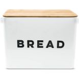 RRP £28.99 Large Vertical Bread Bin with Eco Bamboo Cutting Board Lid White