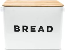 RRP £28.99 Large Vertical Bread Bin with Eco Bamboo Cutting Board Lid White