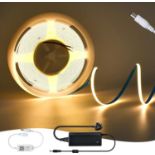 RRP £23.99 WiFi COB LED Strip Light 5M Warm White,Dimmable LED Strip Kit 384 LEDs/m,DC24V LED Tape