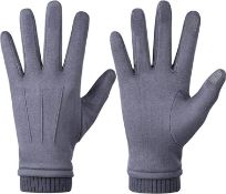 RRP £36 Set of 2 x Womens Winter Suede Gloves With Touch Screen Texting Finger Wool Lined