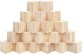 RRP £38 Set of 2 x Belle Vous Large Wooden Cubes (20 Pack) - 5 x 5 x 5cm (2 x 2 x 2 inch) Wood Cubes
