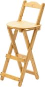 RRP £56.99 ARTALL Bar Stool Foldable Bamboo Kitchen Stool with Back Support Footrest High Stool