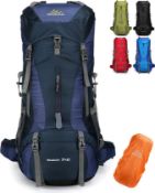 RRP £50 Doshwin 70L Large Backpack Camping Trekking Hiking Travel Rucksack for Women Men (with