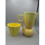 A  yellow Sylvac vase and a Beswick jug
