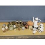 Studio pottery and other china including coffee set
