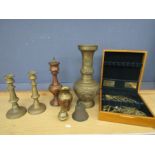 A collection of brass items