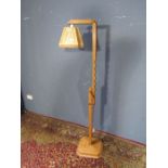 Oak Art Deco style adjustable floor lamp with shade