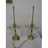 a pair brass lamps with 3 branches.