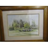 Muriel B Morrod (kings Lynn artist)watercolour Ely tea garden 74x59cm