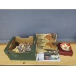 Box of mixed cutlery and Villeroy & Boch dish etc