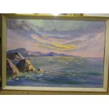 M. Sabide oil on board sea scape pencil marked 1866 on reverse