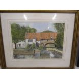 Pulls Ferry Norwich watercolour by R. Howe 56x47cm signed