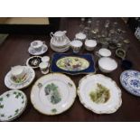 Various china part tea sets, plates and trinket dishes inc Minton, Doulton etc