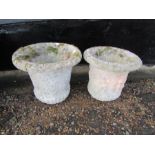 2 Concrete garden pots H 34cm approx