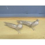 Pair of white metal fighting cocks