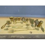 Brass items including cups, bellows and forks etc