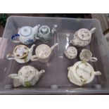 Collection of teapots, country roses a/f and meakin a/f
