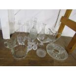 Quality glassware including decanter, candle sticks and serving dish etc