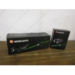 Boxed Vanguard Spotting scope and binoculars with accessories