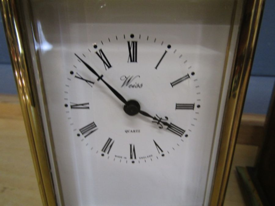 Junghans, Weiss, London clock co. brass carriage clocks- all battery - Image 2 of 4