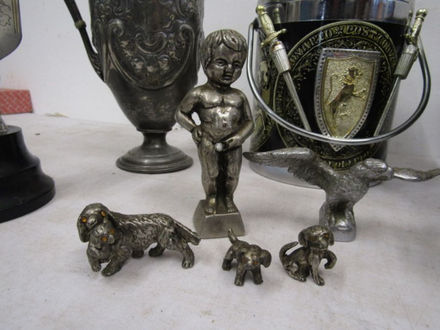 Metal ware collection inc car mascot, punch bowl, biscuit barrel etc - Image 5 of 5