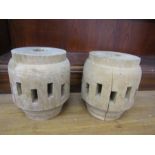 2 wooden cart wheel centres