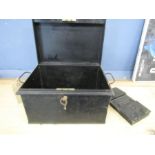 A vintage metal storage box with key and cash box 22x35cm