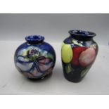 2 small Moorcroft vases tallest 10cmH small blemish on lip of one