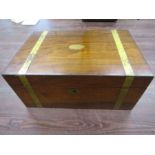 Vintage brass inlaid writing slope with interior