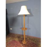 Hand turned wooden table floor lamp with shade