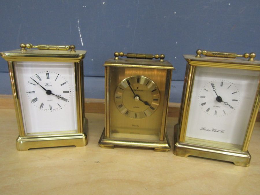 Junghans, Weiss, London clock co. brass carriage clocks- all battery