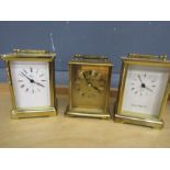 Junghans, Weiss, London clock co. brass carriage clocks- all battery